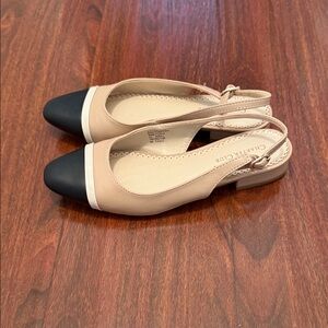 Charter Club Women's Beige and Black Cap-Toe Slingback Flats